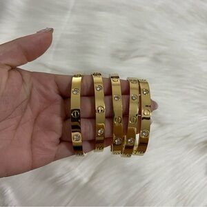 Generic Love Bangle Bracelet with Screwdriver in Gold with 4 Stones